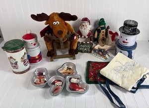 lot 202 image: Christmas Decoration Collection with Storage Tins