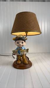 lot 221 image: Vintage Little Fisherman Table Lamp with Brown Shade