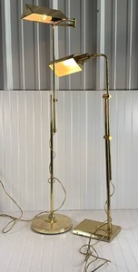 lot 262 image: Mid Century Modern Brass Pharmacy Floor Lamps