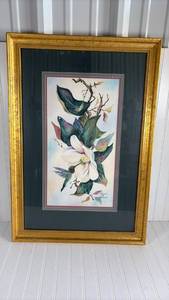lot 271 image: Hummingbird and Magnolia Watercolor Print