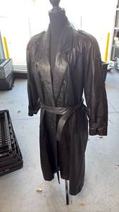 lot 295 image: Pelle studio womens Black Leather Trench Coat with Belt