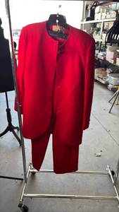 lot 365 image: Wool Red  Button-Up Suit Set