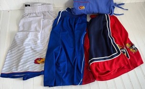 lot 369 image: Kansas Jayhawks Adidas Basketball Shorts Collection and scrub pants