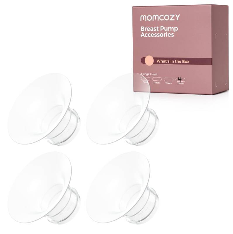 lot 41462 image: Momcozy M5 M6 M9 Original Replacement Accessories, Food-Grade Silicone & BPA Free, Original Breastfeeding Parts, Inserts 21mm, 4 Pack - Retail $15