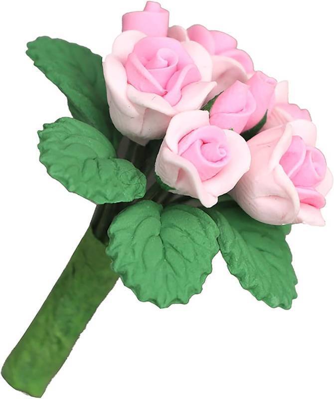 lot 41478 image: 112 Scale Dollhouse Miniature Resin Roses, Artificial Mini Flowers for Crafts Decoration, Dollhouse Accessories, 1.4 Inch (Pink) - Retail $7