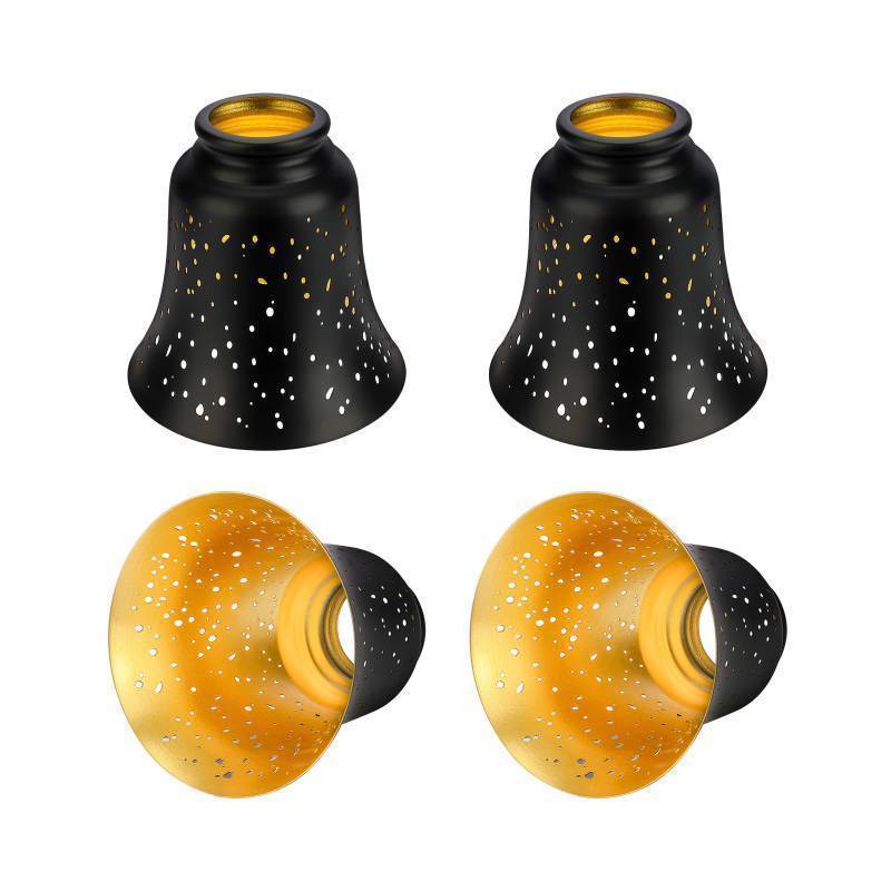 lot 50239 image: Ceiling Fan Light Covers, 4 Pack Pendant Light Shade Replacement with 1-58 Fitter, ALUCSET 4.5 Height and 4-34 Diameter, Metal Bell Shaped Cover for Chandelier Pendant Light Wall Sconces Series - Retail $40