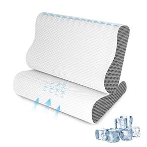 lot 22703 image: Memory Foam Pillows 2 Pack Neck Pillow - Neck Support Pillow for Pain Relief, Ergonomic Cervical Pillow for Sleeping, Orthopedic Contour Bed Pillow for Side, Back, Stomach Sleepers,Grey - Retail $58