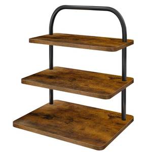 lot 31966 image: OugeWood Cupcake Stand, 3 Tier Large Cupcake Stand Rustic Stepped Cupcake Display Stand Square Wood Dessert Table Display Set Cupcake Tower Tiered Tray Stand for Wedding Birthday Graduation - Retail $27
