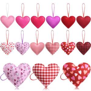lot 31976 image: Valentines Felt Heart Ornaments Hanging Valentine Decorations Red Pink Buffalo Felt Hearts Ornaments for Tree Heart Decorative Hanging for Wedding Party Decor - Retail $14