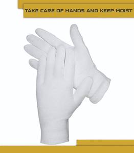 lot 31982 image: DOVORTEX  White Cotton Gloves - Protective for Dry Hands, Moisturizing, Inspection - Machine Washable - Retail $11