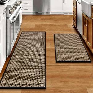 lot 43487 image: eqivei Kitchen Rugs and Mats Non Skid Washable Set of 2 PCS, Absorbent Runner Rugs for Kitchen, Front of Sink, Kitchen Mats for Floor, 17.3x 4717.3x 29 (Black) - Retail $36