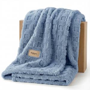 lot 43493 image: Bedsure Waffle Throw Blanket for Couch - Ashley Blue GentleSoft Fluffy Checkered Blanket for Sofa Bed Room Decor, Super Cozy Fleece Throw for Women, Warm Cute All Season Gift, 50x60 Inches