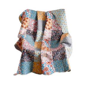 lot 43494 image: Greenland Home Carlie Modern Floral Quilt, Tapestry & Throw Blanket, 50 x 60 inches, Calico Patches - Retail $30