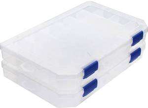 lot 43496 image: Large Plastic Tackle Box Storage Organizer Box 3700 Utility Tray with adjustable dividers 2 PACK - Retail $30