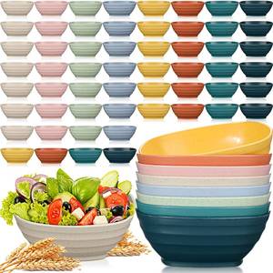 lot 43505 image: Gejoy 64 Pcs Unbreakable Cereal Reusable Wheat Straw Lightweight Bowls Microwave and Dishwasher Safe Soup Fiber Bowls for Kitchen Serving Salad Rice Snacks(Multicolor) - Retail $41