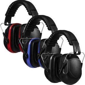 lot 43514 image: Yunsailing 3 Pcs Noise Reduction Headphones NRR 28dB Hearing Protection Ear Muffs Protection Headphones for Shooting Construction (Red,Black,Blue) - Retail $27