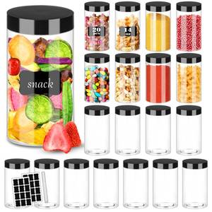 lot 43516 image: Hajoyful Plastic Jars with Lids 20Pcs 14 oz Clear Plastic Slime Storage Jars Containers with Airtight Leak Proof Black Plastic Screw On Lids Cylinder Clear Round Jar Food Grade Durable PET Jar - Retail $23