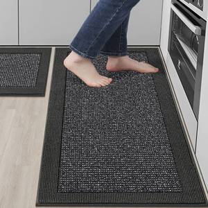 lot 43517 image: BEQHAUSE Kitchen Rugs and Mats Set of 2 Non-Slip Kitchen Mats for Floor, Absorbent and Stain Resistant Kitchen Runner, Machine Washable Rugs for Kitchen, Laundry & Sink, 20x3220x48, Charcoal - Retail $46