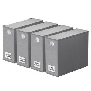 lot 43518 image: SpaceAid 4 Pack Bed Sheet Organizers and Storage, Foldable Organizer for Linen Closet, Sheets Set Folder Keeper with Window XL (Queen & King Size) Organizing Bedding Container, Gray 91ZDSN-SL01-G4 - Retail $20