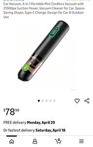 lot 43541 image: VC28 Portable Cordless Car Vacuum Cleaner - Retail $25