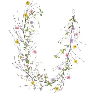 lot 51088 image: LLZLL Spring Daisy Garlands - 5FT60IN Long, Multi Color, U-Shaped, Plastic & Polyester, Perfect for SpringSummerEaster Decor - Retail $22
