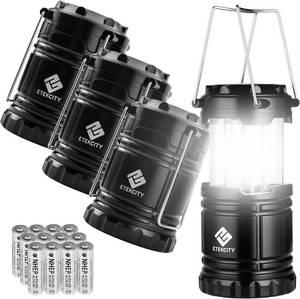 lot 51089 image: Etekcity Camping Lanterns for Power Outages 4 Pack, Flashlight for Camping Essentials, Survival Kit and Gear, Hurricane Preparedness Items, Emergency Led Battery Operated Lights, Black - Retail $25