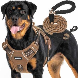 lot 51090 image: Beebiepet Heavy Duty Tactical Dog Harness for Large Dogs, No Pull Adjustable Pet Harness Reflective Service Training Easy Control Pet Vest Military K9 Working Dog Harnesses- Large, Brown - Retail $26