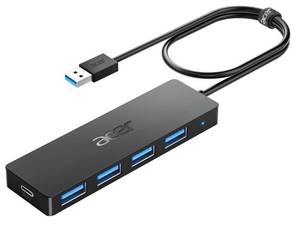 lot 58392 image: Acer USB Hub 4 Ports, Multiple USB 3.0 Hub, USBA Splitter for Laptop with Type C Power Port, Extender for A Port Laptop, PC, Desktop and More (2ft) - Retail $10