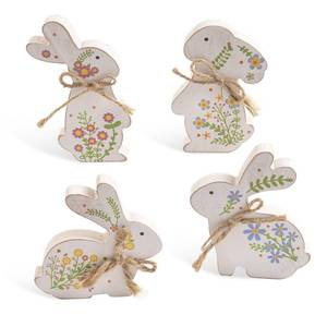 lot 58400 image: caiydramy Set Of 4 Easter Bunny Decor, Wooden Rabbit for Decorating Wildflower Signs, Indoor Spring Table Centerpiece Mantel Shelf Office Desk Top House Tiered Tray Tabletop Rustic Home Decorations