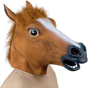lot 58407 image: Halloween Mask Horse Head Mask Deluxe Novelty Halloween Costume Party Latex Animal Head Mask for Adults Men Masquerade - Retail $12