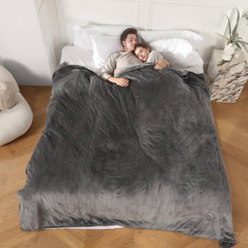 lot 49281 image: COZYTY Heated Blanket King Size, Soft Cozy Upgraded Flannel Electric Blanket Dual Control with 5 Heating Levels & 10 Hours Auto Off, Fast Heating & ETL & FCC Certification, 100 x 90, Silver Gray - Retail $80