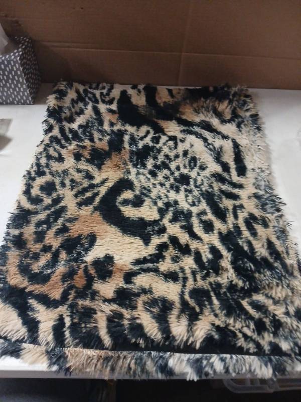 lot 58019 image: Leopard Print Body Pillow Cover Very Soft- Black and Tan - Retail $15