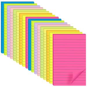 lot 29259 image: (9 Pack) Lined Sticky Notes 4x6 in Post, Self-Stick Pads Bright Colors Sticky Note, Recyclmable, Easy to Post for Home, Office, School - Retail $9