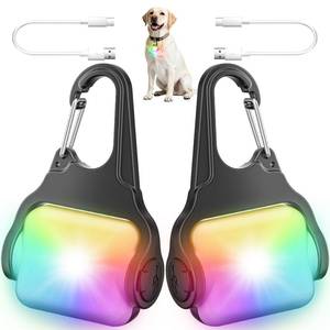 lot 29263 image: Dog Collar Light 2 Pack, Dog Lights for Night Walking 4 Modes, Waterproof Dogs Light Clip on Rechargeable, LED Dogs Walking Lights for Night Running, Camping, Climbing, Bike - Retail $10