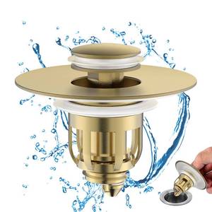 lot 29272 image: MUAIOLAUS Universal Bathroom Sink Stopper, Pop Up Sink Stopper with Basket Hair Catcher, Anti Clogging Sink Drain Filter for 1.06-1.65 Drain Holes - Retail $14