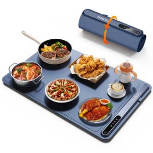 lot 43559 image: Warming Mat for Food (24x16) - iTRUSOU 3-Year Classic Electric Warming Tray with 3-Level Temp Control, Rapid Heating 250W Energy-Saving - Rollable Large Food Warming Mat for Parties & Buffet - Retail $40