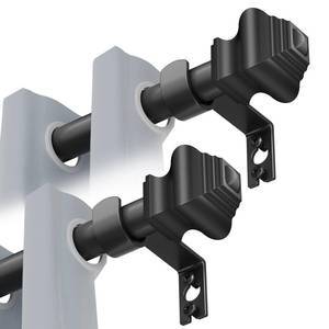 lot 43560 image: Curtain Rods for Windows 2 Pack 36-48 inch, 58 inch Matte Black Curtain Rod with Brackets Adjustable by Splicing for Bedroom Kitchen Study Living Room - Retail $16