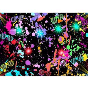lot 43563 image: Qian 7x5ft Graffiti Paint Colorful Splatter Photography Backdrop Glow Neon Birthday Party Decoration Photo Props - Retail $9