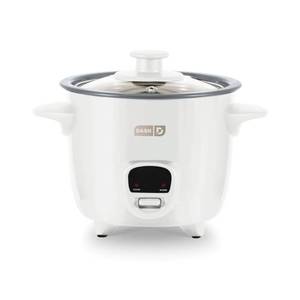 lot 43566 image: Dash Mini Ceramic Rice Cooker - Designed for Single-Serve Cooking - Compact Rice Cooker with Nonstick Removable Pot, Keep Warm Function & Easy-to-Clean Sleek Design - White Ceramic - Retail $25