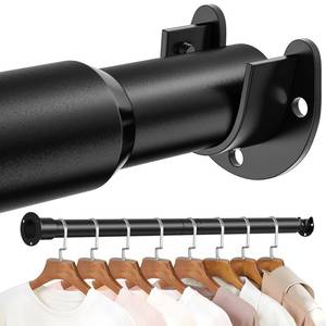 lot 43567 image: Mavivegue Closet Rod, 17 to 84 Inch Adjustable Closet Rods for Hanging Clothes, Heavy Duty Tension Rod, Black Curtain Rod, for Closet, Wardrobes, Bathroom, Laundry polls only - Retail $18