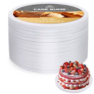 lot 43578 image: Oungg 14 Pack 12 Inch Cake Drum, Cake Boards 12 Inch Round, 12 Thick Cardboard Cake drums with Food Grade, White and Modern Style for Bases Para Pasteles. - Retail $29