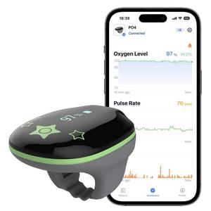 lot 43596 image: Pulse Oximeter Ring, Continuous O2 Sat Monitor Finger for Oxygen with Audible Beep, Rechargeable Pulse Ox Tracking Blood Oxygen Saturation & Pulse Rate, with App & PC Chart Report - Retail $150