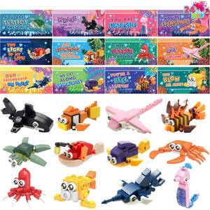 lot 43597 image: JOYIN 24 Packs Valentines Day Cards with Ocean Animal Building Block for Party Gifts, Kids Classroom Exchange, Prize Supplies, School Rewards, Valentines Day Gift Cards for Kids - Retail $32