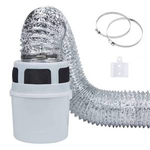 lot 43598 image: VIWINVELA 3 IN 1 Indoor Dryer Vent Kit Filter Bucket for Electric Dryer with 4-Inch by 5-Feet Proflex Duct (Silver) - Retail $30