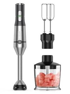 lot 43614 image: Gavasto Immersion Blender 800 Watts Scratch Resistant Hand Blender,15 Speed and Turbo Mode Hand Mixer, Heavy Duty Copper Motor Stainless Steel Smart Stick with Egg Beaters and ChopperFood Processor
