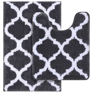 lot 43618 image: OLANLY Bathroom Rugs Set 2 Piece, Microfiber Bath Shower Mat and U-Shaped Toilet Rug, Machine Wash Dry, Non-Slip Absorbent Shaggy Bath Mats for Tub, Shower and Bathroom (24x1624x20, Dark Grey) - Retail $31
