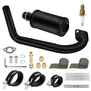 lot 58414 image: HIAORS Racing Exhaust Pipe Muffler Main Jet Kit for Predator 212cc 196cc 224cc 6.5hp Coleman CT200U BT200X CT200U-EX Mini Bike KT196 Go Kart Baja Warrior MB165 MB200 Performance Parts with Heat Shield - Retail $37
