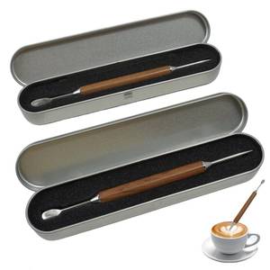 lot 58423 image: Vvluvva 2 Pack Latte Art Pen for Coffee, Double-Ended Espresso Latte Art Tool with Stainless Steel Tips & Wooden Handle for Barista and Home Coffee Designs - Retail $8