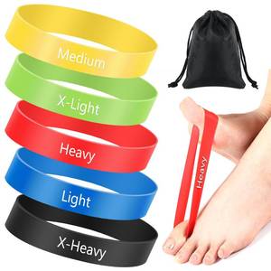 lot 58442 image: WinnerWhy Set of 5 Toe Stretcher Band Separator Spacer Bunion Correction Hallux Valgus Alignment Foot Stretcher Straightener Resistance Loop Yoga Exercise Foot Care with Carry Bag(Multicolor) - Retail $10