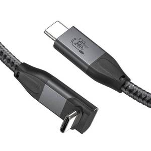 lot 58464 image: XAOSUN USB C to USB C Cable, Right Angle USB C 3.2 Gen 2 Cable 20Gbps USB Type C Data Transfer 4K Video Cable 90 Degree 240W Fast Charging for MacBook iPad SSD ROG Ally Hub Dell XPS 6.6ft - Retail $15